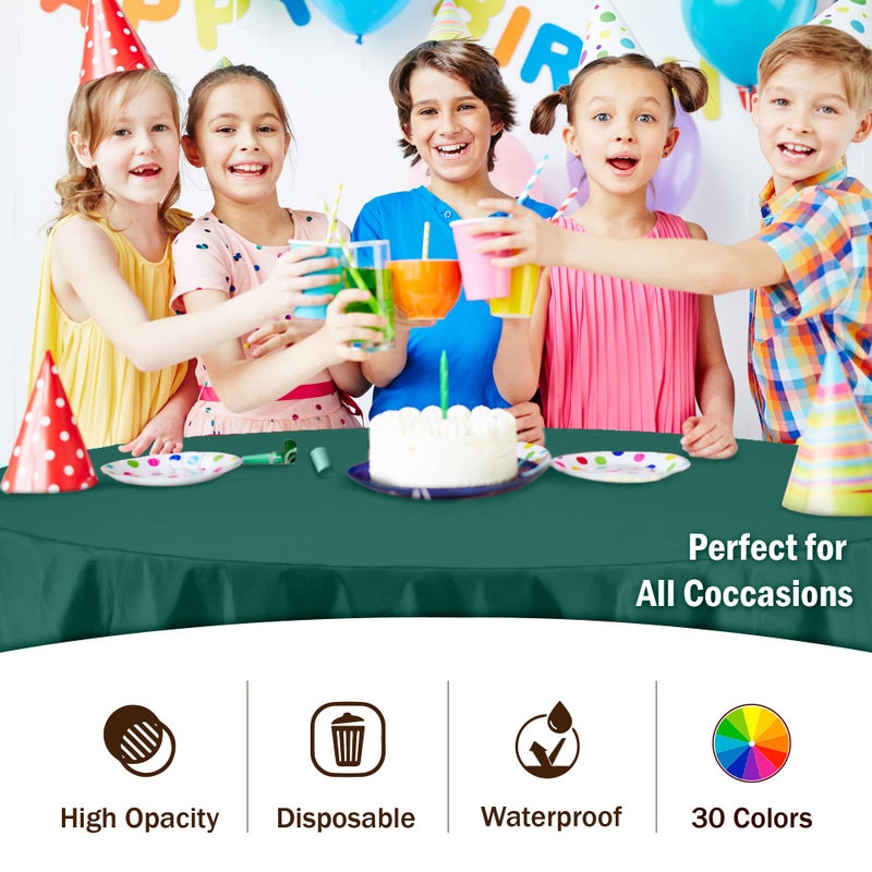 Exquisite 12-Pack Premium Plastic 84-Inch Round Tablecloth - Dark Green - Image 5